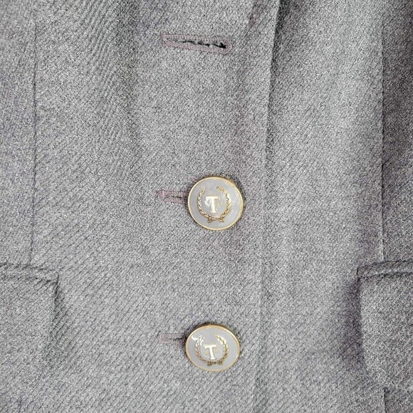 Talbots Women's Size 4 Small Gray Wool Lined Monogram Two Button Blazer - Picture 4 of 12